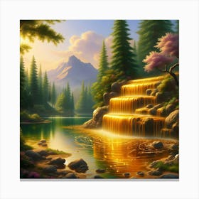 Waterfall In The Forest 6 Canvas Print