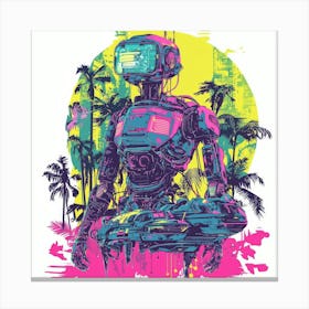 Robot In Palm Trees Canvas Print