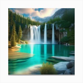 Waterfall In The Mountains 47 Canvas Print