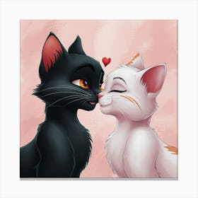 Kissing Cats Canvas Print