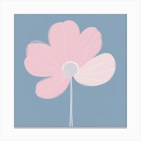 A White And Pink Flower In Minimalist Style Square Composition 358 Canvas Print