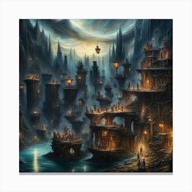 Dark Fantasy City Canvas Print