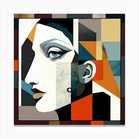 Abstract Portrait Artwork Of A Woman With Frame Canvas Print