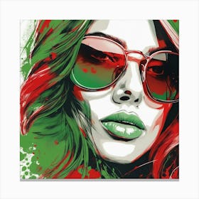 Girl In Red And Green Canvas Print