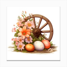 Easter Eggs And Flowers Canvas Print