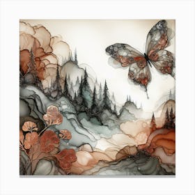 Butterfly Fluid Ink in Bronze Shades V Canvas Print