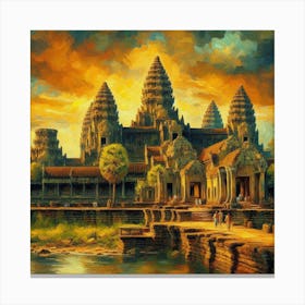 Angkor Temple At Sunset Canvas Print