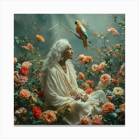 Woman With A Parrot Canvas Print