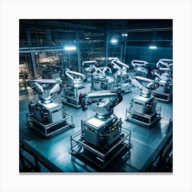 Aerial Drone View Capturing A Sprawling Futuristic Factory Panels Of Intricate Ai Control Systems B (2) Canvas Print