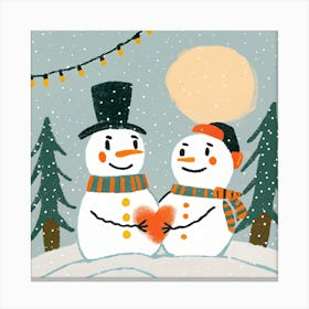 Snowman Couple 1 Canvas Print