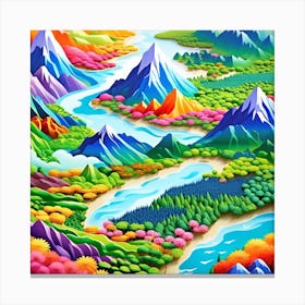 3d Mountain Landscape Canvas Print