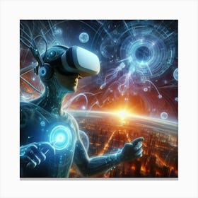 Futuristic Man In Virtual Reality Canvas Print