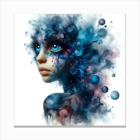 Digital Of A Girl With Blue Eyes 1 Canvas Print