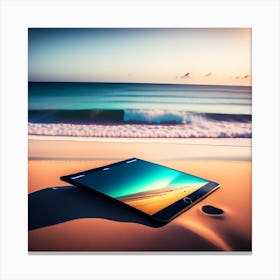 Tablet Pc On The Beach Canvas Print