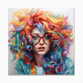 Girl With Colorful Hair 5 Canvas Print