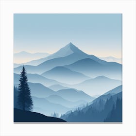 Misty mountains background in blue tone 17 Canvas Print