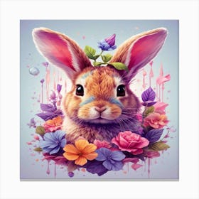 Bunny With Flowers Canvas Print