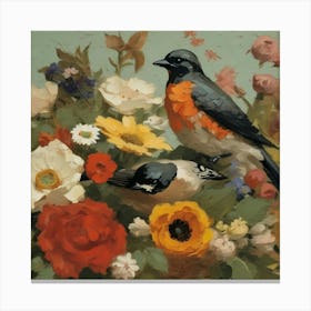 Birds In The Garden 4 Canvas Print