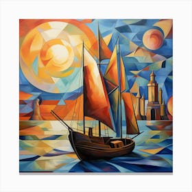 Sailboat In The Sea Canvas Print