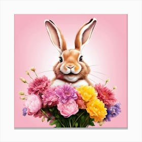 Easter Bunny With Flowers Canvas Print