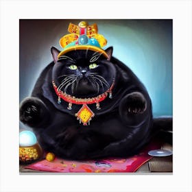 Black Cat With A Crown Canvas Print