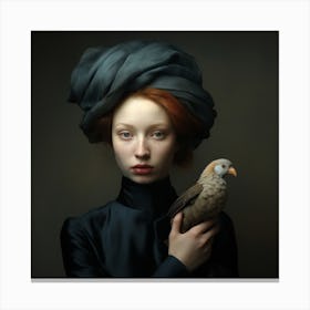 Maria and bird Canvas Print