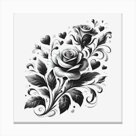 Roses And Leaves Canvas Print