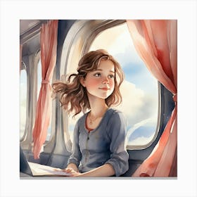 Girl On A Train Canvas Print