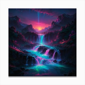 Waterfalls At Night 2 Canvas Print