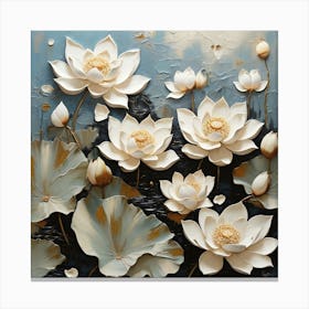 Pattern with White Lotus flowers 1 Canvas Print