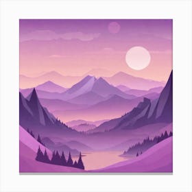 Misty mountains background in purple tone 72 Canvas Print