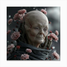 Old Woman With Flowers Canvas Print