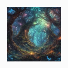 Ethereal Fantasy Forest With Towering Ancient Trees (1) Canvas Print