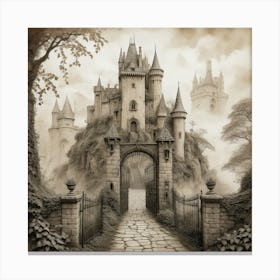 Castle In The Fog art Canvas Print