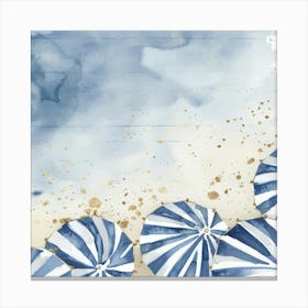 Blue And White Umbrellas Canvas Print