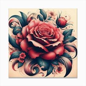 Aesthetic style, Large red rose flower 2 Canvas Print