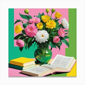 Book And Flowers 5 Canvas Print