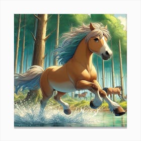 Horse Running In The Forest 1 Canvas Print