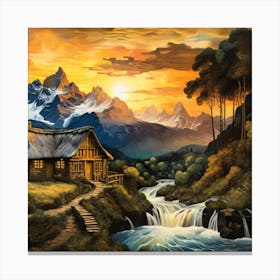 Cabin In The Mountains Canvas Print
