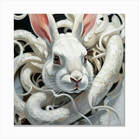 White snake with Rabbit head Canvas Print