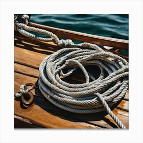 Rope On A Wooden Boat Canvas Print