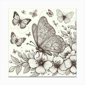 Line Art butterfly 4 Canvas Print