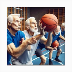 Senior Men Playing Basketball Canvas Print