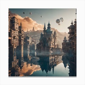 Surreal Landscape Inspired By Dali And Escher 9 Canvas Print