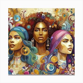 Three Women With Afros Canvas Print