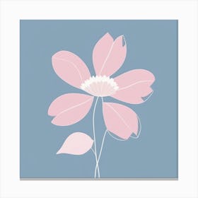 A White And Pink Flower In Minimalist Style Square Composition 602 Canvas Print