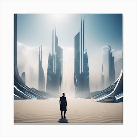 Man In A Futuristic City Canvas Print