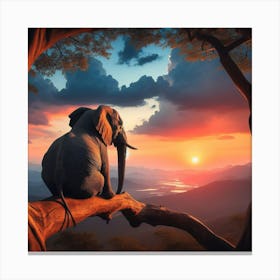 Elephant At Sunset 1 Canvas Print