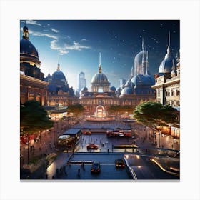 Futuristic Cityscape Canvas Print