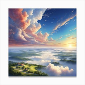 Clouds Over A Village Canvas Print